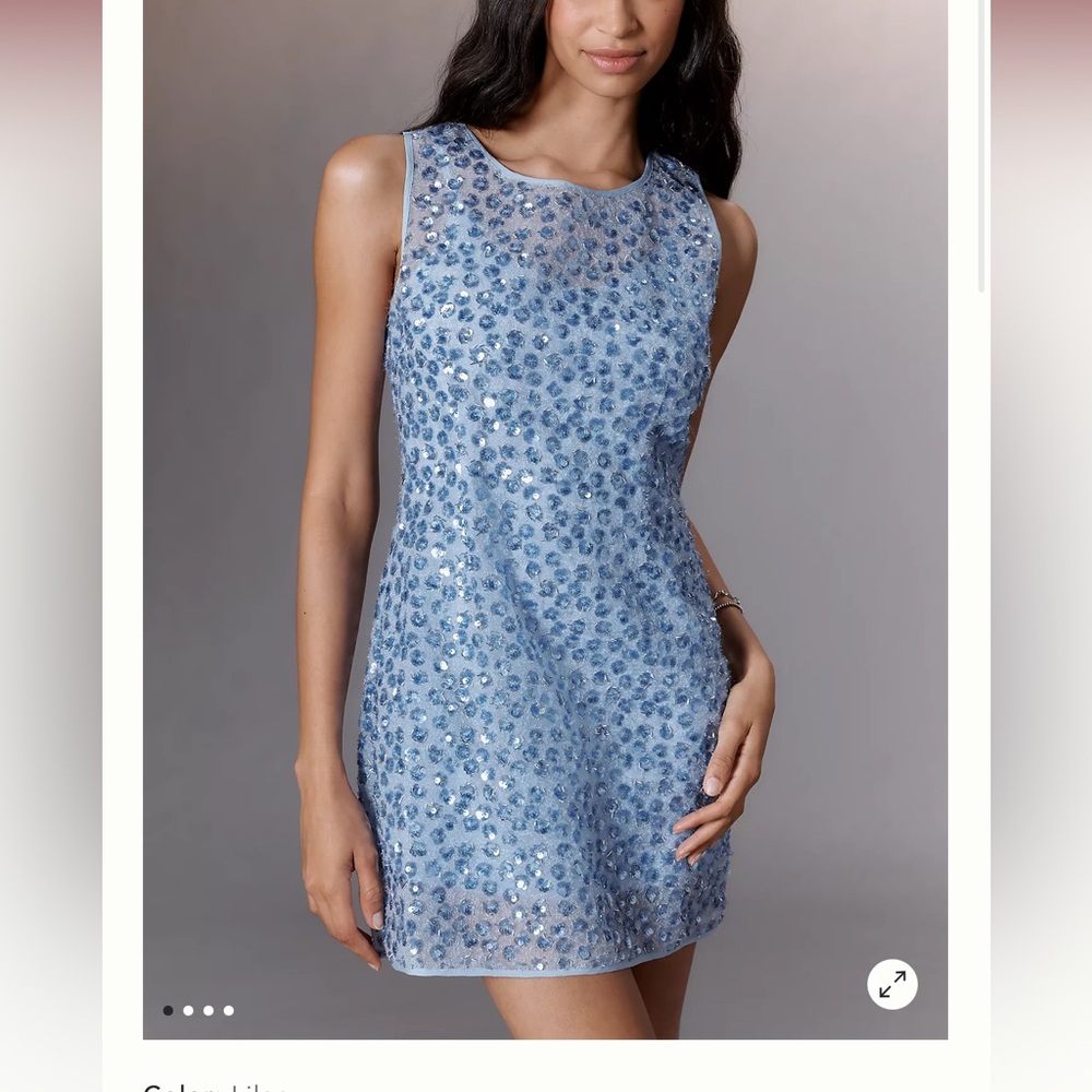 Blue Sequin Sleeveless Dress